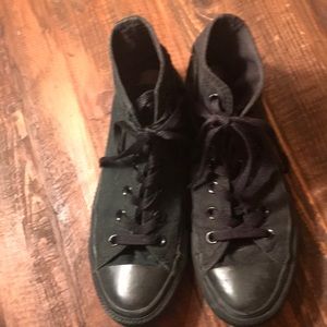Solid Black Hightop Converse